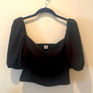 Black crop top with puff sleeves -size small from Aritzia!
